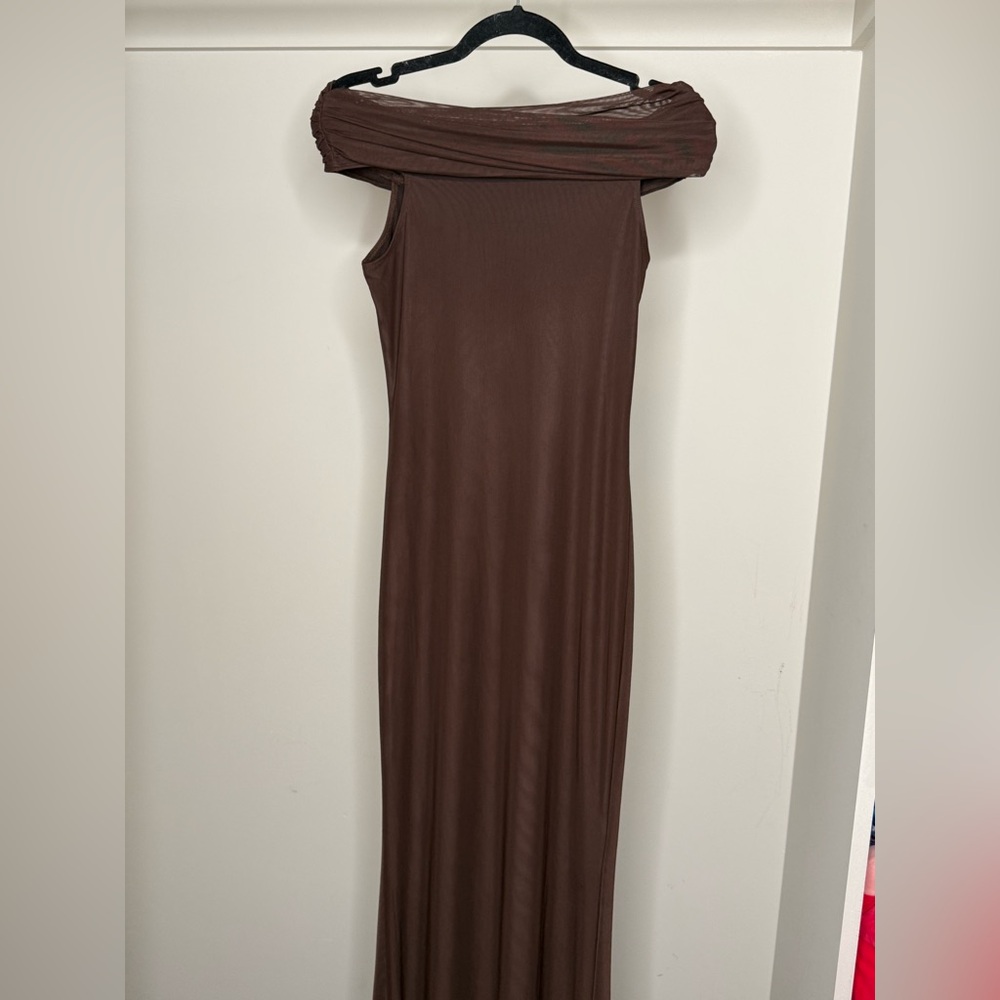 Peppermayo Chocolate One Shoulder Dress